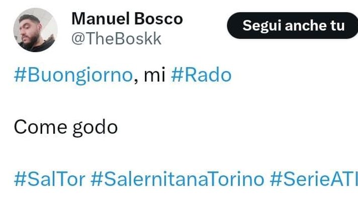 Salernitana-Torino 0-3, le reazioni social: “Buongiorno, mi Rado” - immagine 1