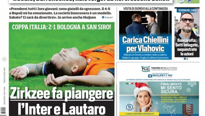 EDICOLA TS – Zirkzee fa piangere l’Inter e Lautaro: 2-1 Bologna a San Siro! - immagine 1
