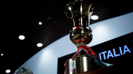 ROME, ITALY - MAY 14: The trophy during the Coppa Italia press conference before the match with Atalanta on May 14, 2024 in Rome, Italy. (Photo by Daniele Badolato - Juventus FC/Juventus FC via Getty Images) Milan stagione