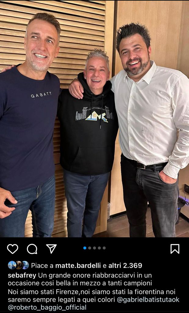 FOTO – Frey, Batistuta e Baggio: “Siamo stati e saremo sempre Firenze!”- immagine 2