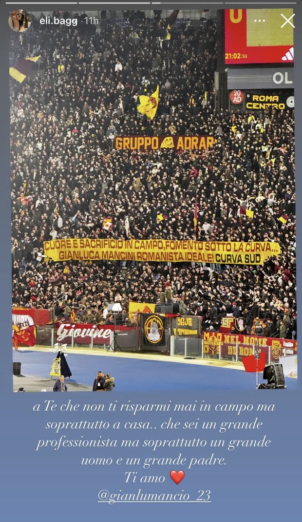 La Sud esalta Mancini, la moglie fiera: “Non ti risparmi mai in campo e come padre”- immagine 2