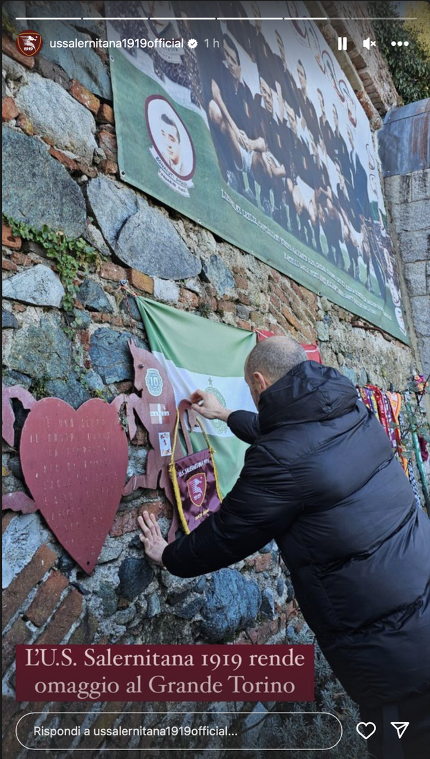 La Salernitana porta il suo stendardo a Superga e rende omaggio al Grande Torino- immagine 2