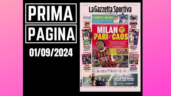 Prima Pagina Gazzetta dello Sport 1° settembre