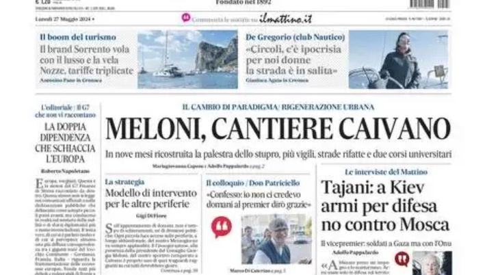 prima pagina il mattino oggi