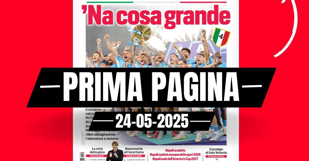 Prima pagina Corriere dello Sport: “Napoli Campione d’Italia, ‘na cosa grande” Prima pagina Corriere dello Sport: “Napoli Campione d’Italia, ‘na cosa grande”