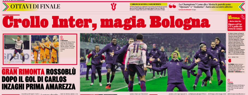 Il Bologna Espugna San Siro: Le Prime Pagine Dei Quotidiani - Tutto ...