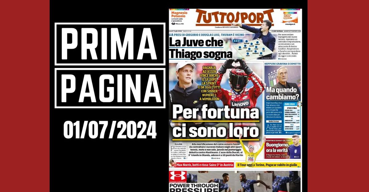 Prima pagina Tuttosport: “La Juventus che Thiago Motta sogna”