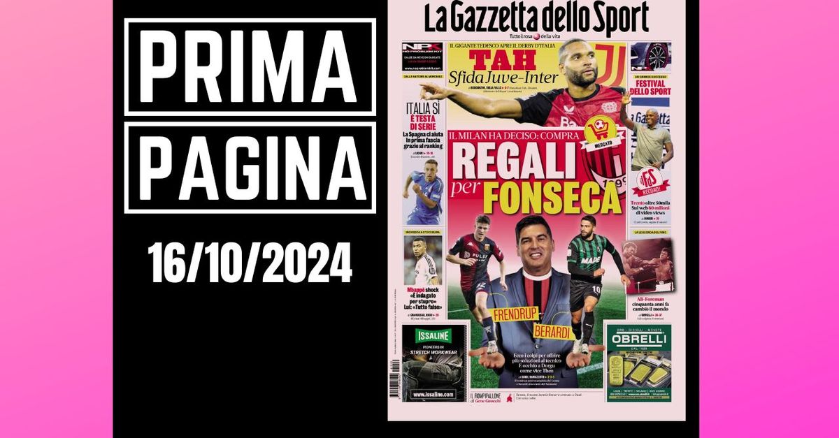 Prima pagina Gazzetta dello Sport: “Frendrup e Berardi per Fonseca”