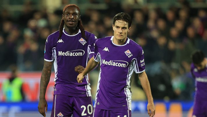 FLORENCE, ITALY - FEBRUARY 23: Moise Kean and Nicolo' Fagioli of ACF Fiorentina reacts during the Serie A match between ACF Fiorentina and Pisa SC at Artemio Franchi on February 23, 2026 in Florence, Italy. (Photo by Gabriele Maltinti/Getty Images) Sabatini: “Juventus, con Kean e Fagioli saresti una squadra più forte” - immagine 1