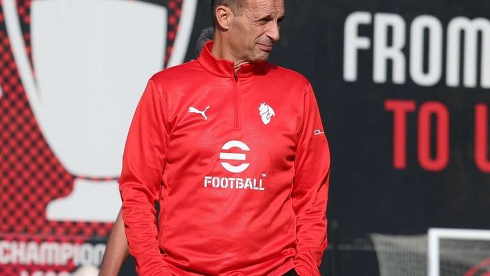 Massimiliano Allegri (allenatore AC Milan), qui durante una seduta di allenamento dei rossoneri a Milanello | Milan News (Getty Images) Milan, Allegri riporta tutti sulla via principale: una parola chiave