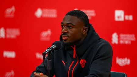 HONG KONG, CHINA - JULY 25: Youssouf Fofana of AC Milan looks on during the Press Conference at Hong Kong Stadium on July 25, 2025 in Hong Kong, China. (Photo by Giuseppe Cottini/AC Milan via Getty Images) youssouf-fofana-massimiliano-allegri-conferenza-stampa-diretta-live-milan-liverpool-tv-news-dichiarazioni-foto-frasi-parole