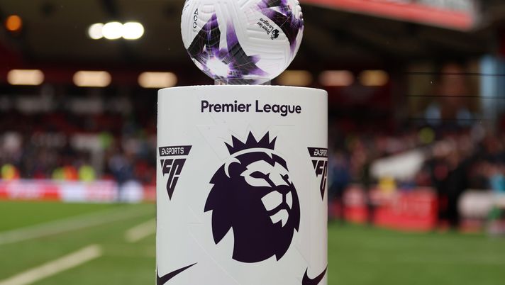 NOTTINGHAM, ENGLAND - MARCH 02: A detailed view of the Nike Flight 2024 Premier League match ball prior to the Premier League match between Nottingham Forest and Liverpool FC at the City Ground on March 02, 2024 in Nottingham, England. (Photo by Catherine Ivill/Getty Images) Premier League