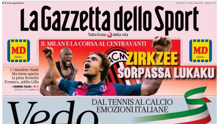 PRIMA PAGINA GAZZETTA DELLO SPORT OGGI: “Inzaghi al rinnovo, ci metto la firma”