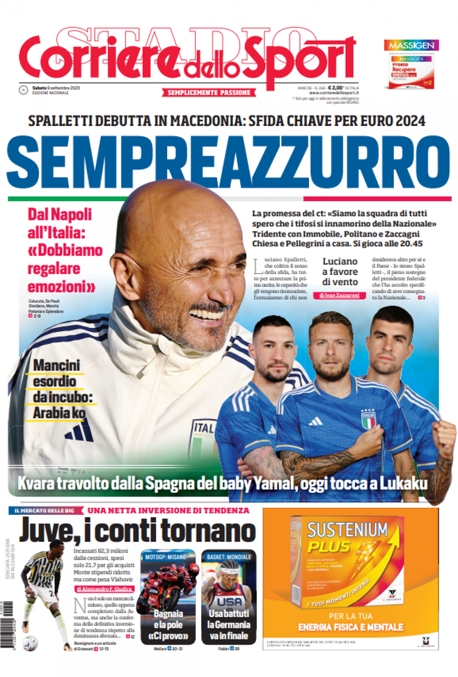 Prima Pagina Il Corriere dello Sport 09-09-2023