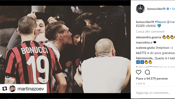 Bonucci ringrazia Belotti via social: “Esseri umani” - immagine 1