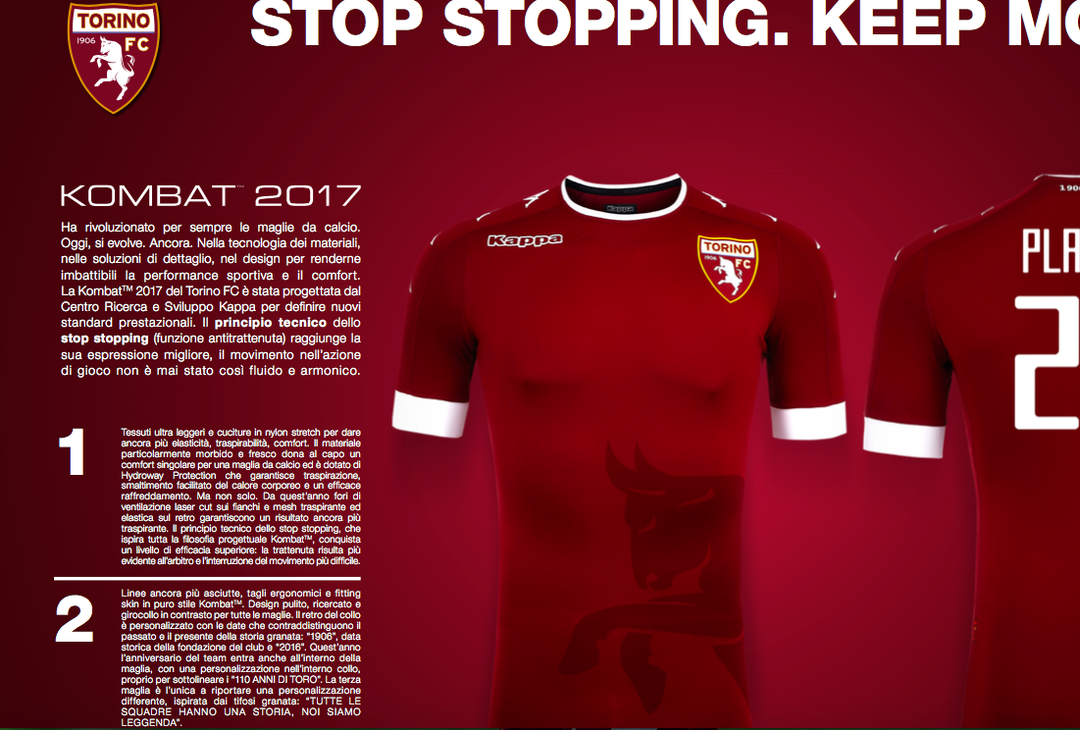 Fotogallery – Le divise 2016/2017 del Toro: dal River Plate all’ultimo scudetto - immagine 5