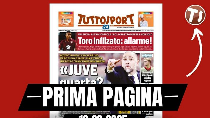 Prima pagina Tuttosport: 'Milan, Allegri aspetta Hojlund'