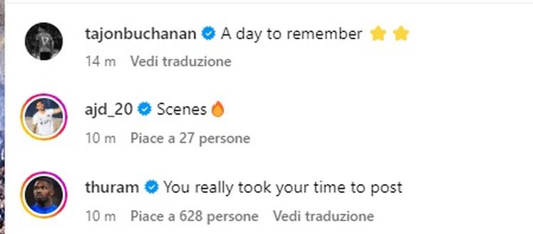 Festa Inter, Buchanan: “Un giorno da ricordare”. E arriva il commento simpatico di Thuram- immagine 3