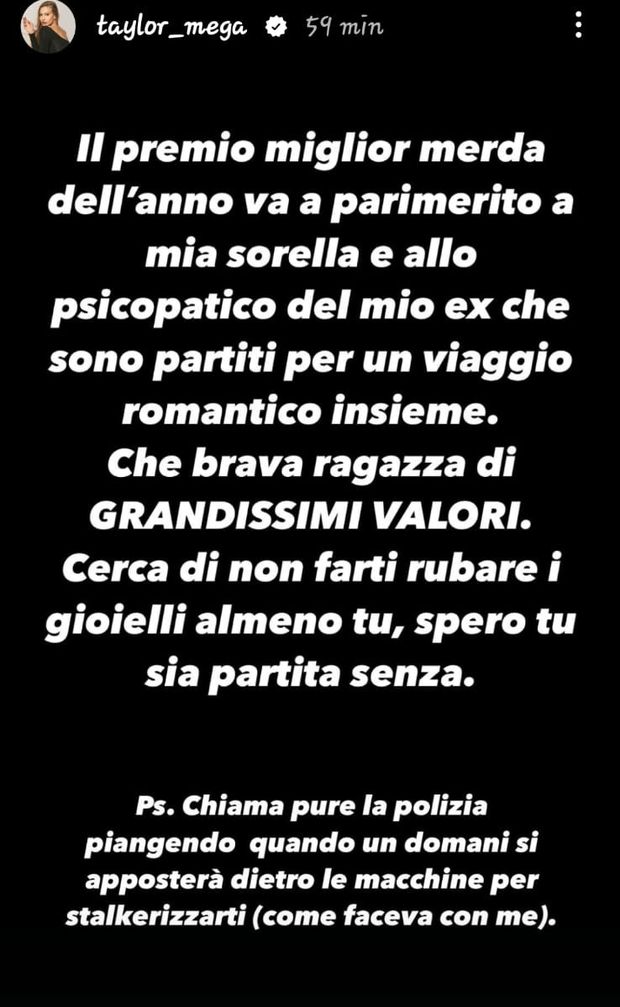 Taylor Mega, attacco durissimo alla sorella: “Ti sei messa col mio ex, sarai sempre seconda scelta”- immagine 2