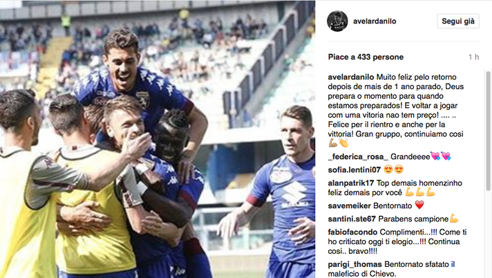 Chievo-Torino 1-3, Avelar: “Felice per il rientro e per la vittoria” - immagine 1