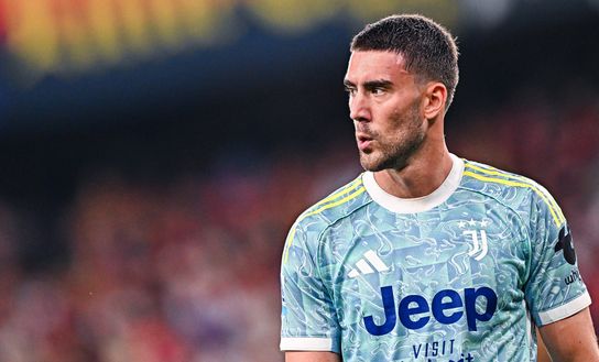 GENOA, ITALY - AUGUST 31: Dusan Vlahovic of Juventus looks on during the Serie A match between Genoa CFC and Juventus FC at Luigi Ferraris Stadium on August 31, 2025 in Genoa, Italy. (Photo by Simone Arveda/Getty Images)