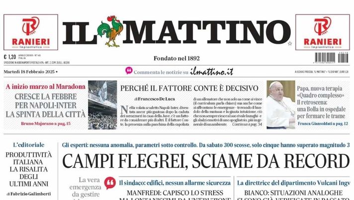 prima pagina il mattino oggi