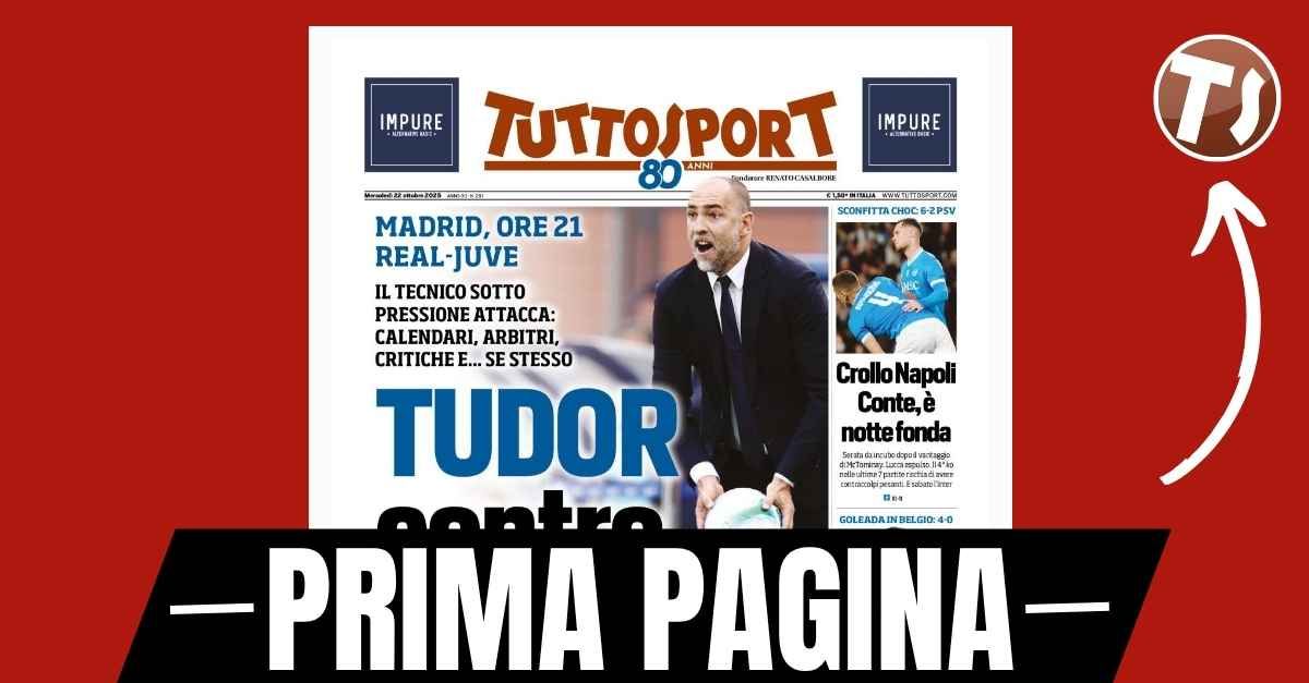 Prima pagina Tuttosport: “Real Madrid Juventus, Tudor sotto pressione contro tutti”