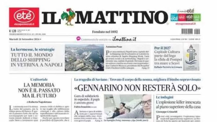 prima pagina il mattino oggi