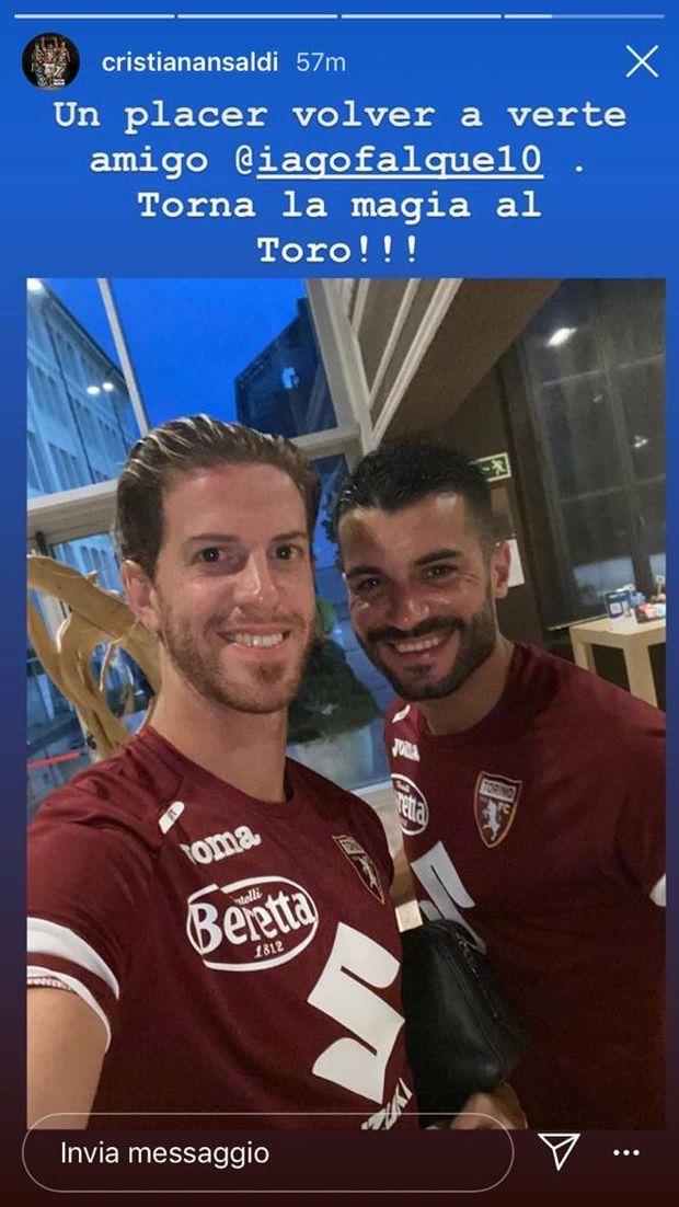 Ansaldi celebra il ritorno di Falque: “Un piacere rivederti, torna la magia al Toro”- immagine 2