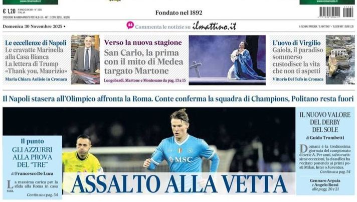 Il Napoli sui media: le prime pagine dei quotidiani di oggi- immagine 1