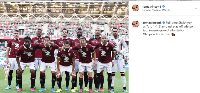 Shakhtyor-Torino 1-1, i giocatori sui social: “Ora tutti insieme nel nostro stadio”- immagine 1
