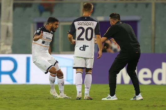 FLORENCE, ITALY - AUGUST 27: Rafia of US Lecce celebrates after scoring a goal during the Serie A TIM match between ACF Fiorentina and US Lecce at Stadio Artemio Franchi on August 27, 2023 in Florence, Italy. (Photo by Gabriele Maltinti/Getty Images) Rafia: “I miei compagni avevano predetto il gol. Tutti mi danno fiducia”- immagine 2