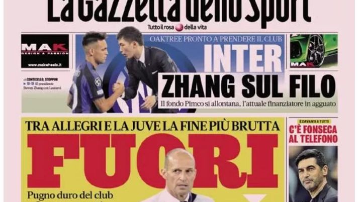 PRIMA PAGINA GAZZETTA DELLO SPORT OGGI: “Inzaghi al rinnovo, ci metto la firma”