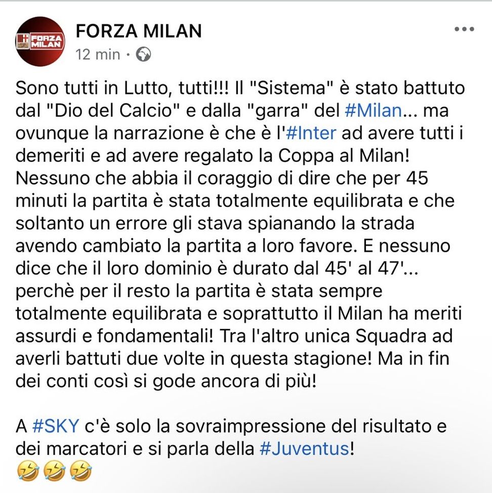 Il Milan vince il derby e la Supercoppa, ma in TV si parla solo di Inter e Juve…- immagine 3