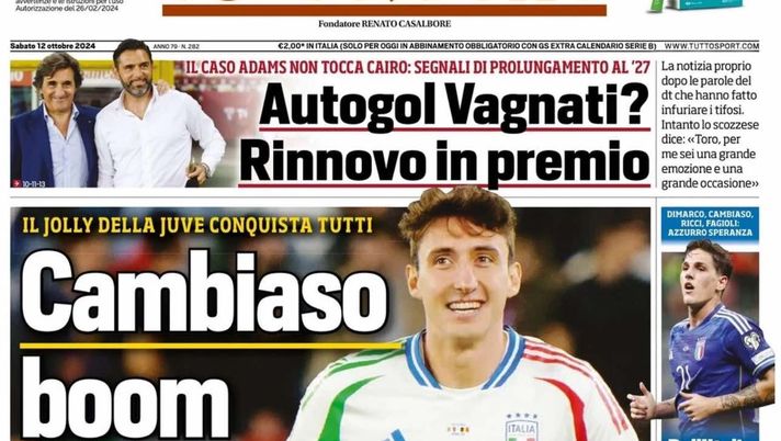prima pagina tuttosport oggi