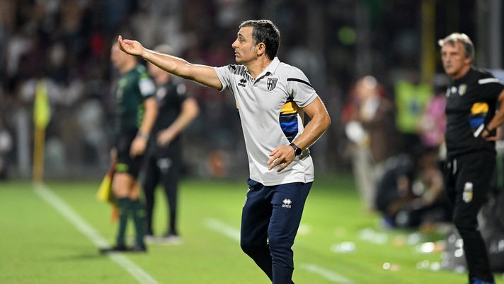 SALERNO, ITALY - AUGUST 07: Fabio Pecchia Parma Calcio coach during the Coppa Italia match between Salernitana and Parma Calcio at Stadio Arechi on August 07, 2022 in Salerno, Italy. (Photo by Francesco Pecoraro/Getty Images)  Parma