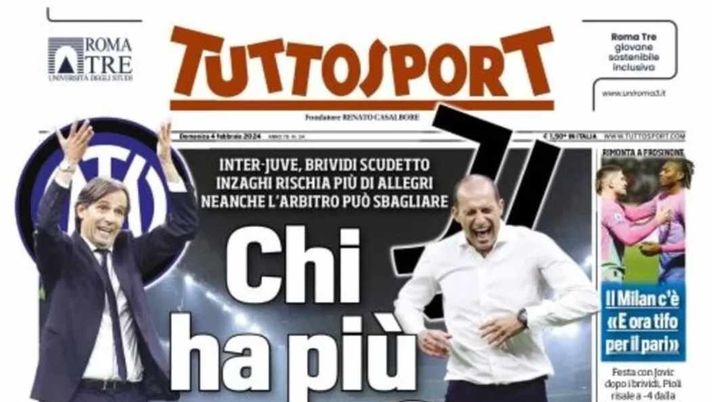 PRIMA PAGINA TUTTOSPORT: “Inter-Juve, quale squadra ha più paura?” - immagine 1