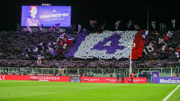 GERMOGLI PH: 4 DICEMBRE 2024 FIRENZE STADIO ARTEMIO FRANCHI COPPA ITALIA FIORENTINA VS EMPOLI NELLA FOTO COREOGRAFIA DELLA CURVA PER EDOARDO BOVE RICOVERATO A SEGUITO DI UN MALORE IN CAMPO Bove