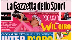 PRIMA PAGINA GAZZETTA DELLO SPORT OGGI: “Inter d’oro”