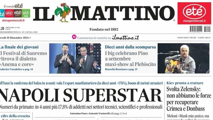 prima pagina il mattino oggi