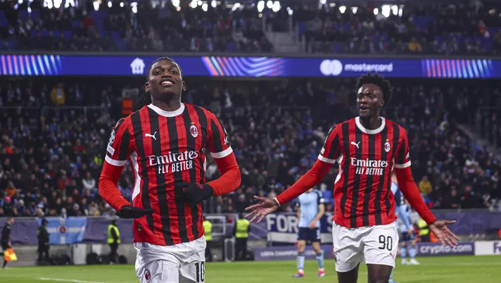 esultanza gol Rafael Leao AC Milan Slovan Bratislava-Milan 2-3 Champions League 2024-2025