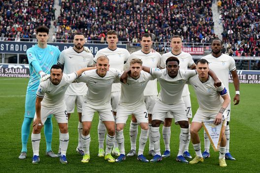 BOLOGNA, ITALY - MARCH 22: SS Lazio team line up for a team photo prior to the Serie A match between Bologna FC 1909 and SS Lazio at Renato Dall'Ara Stadium on March 22, 2026 in Bologna, Italy. (Photo by Marco Rosi - SS Lazio/Getty Images)