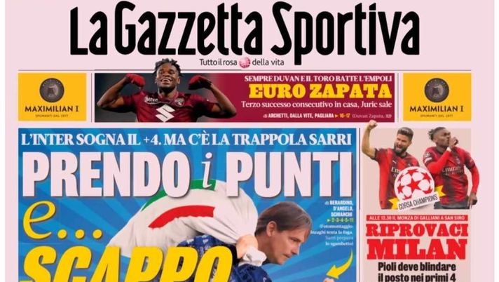 LA PRIMA PAGINA DELLA GAZZETTA DELLO SPORT: “Osimhen torna quarto” - immagine 1