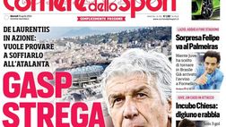PRIMA PAGINA CORRIERE DELLO SPORT OGGI: “Gasp strega Napoli”