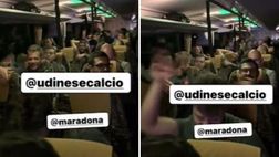 Udinese, festa salvezza in pullman: Cannavaro riprende tutto | VIDEO