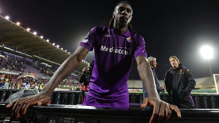 FLORENCE, ITALY - APRIL 17: Moise Kean of ACF Fiorentina reacts during the UEFA Conference League 2024/25 Quarter Final Second Leg match between ACF Fiorentina and NK Celje at Stadio Artemio Franchi on April 17, 2025 in Florence, Italy. (Photo by Gabriele Maltinti/Getty Images) kean