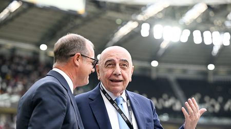 TURIN, ITALY - MAY 25: Gianluca Pessotto and Adriano Galliani prior to the Serie A TIM match between Juventus and AC Monza at Allianz Stadium on May 25, 2024 in Turin, Italy. (Photo by Daniele Badolato - Juventus FC/Juventus FC via Getty Images)