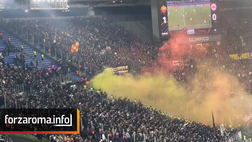 VIDEO – Roma-Eintracht, tensione all’Olimpico: lancio di petardi sugli spalti