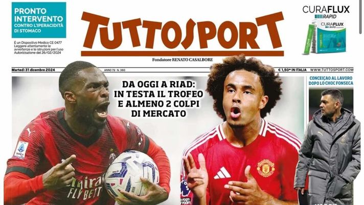 prima pagina tuttosport oggi