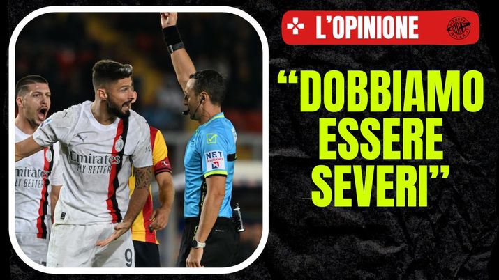 espulsione Olivier Giroud AC Milan Lecce-Milan 2-2 Serie A 2023-2024